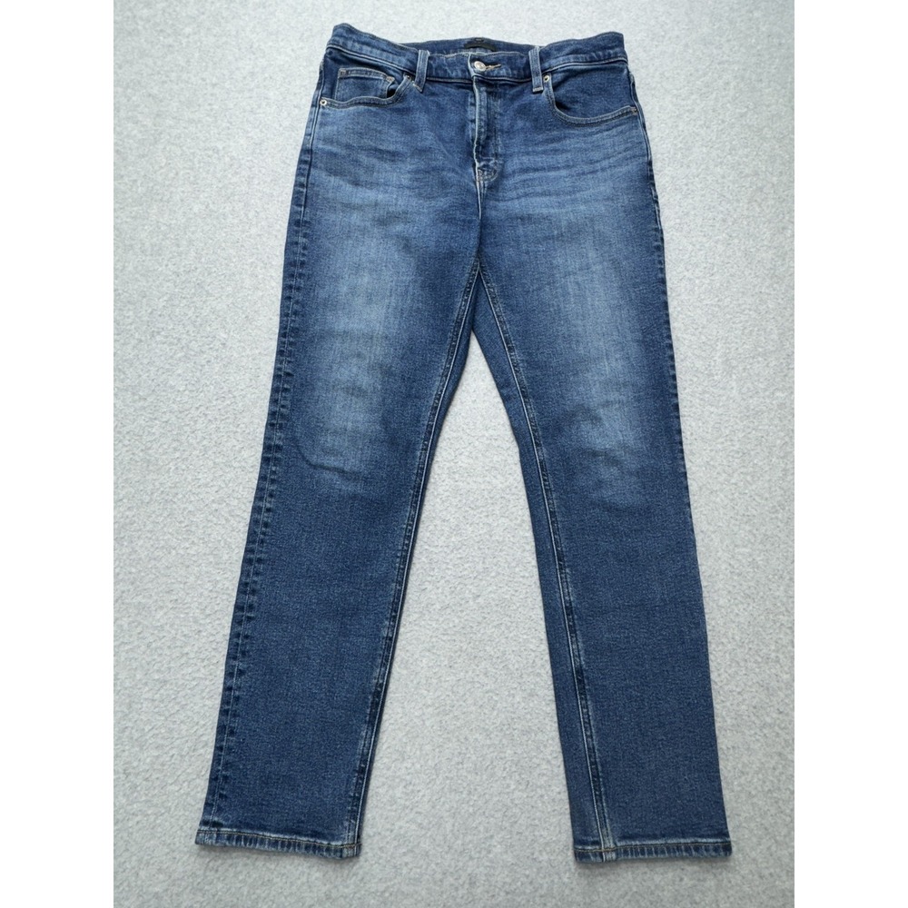 Uniqlo Jeans Womens 27 Blue Med Wash Mid Rise Slim Straight Stretch Denim